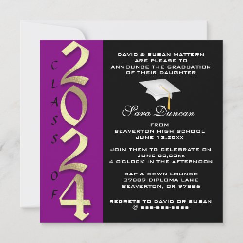Cute Classic Elegant 2024 Graduation Invitation