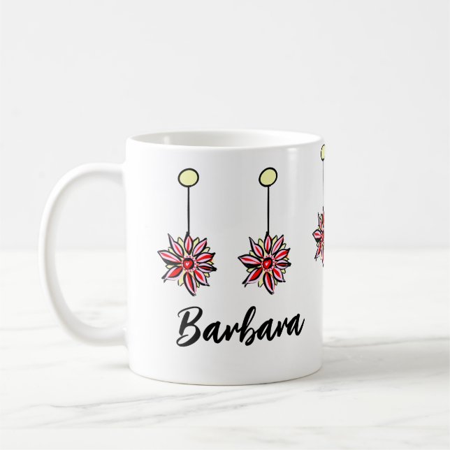 Cute Classic Flower Pattern Custom Text Coffee Mug (Left)