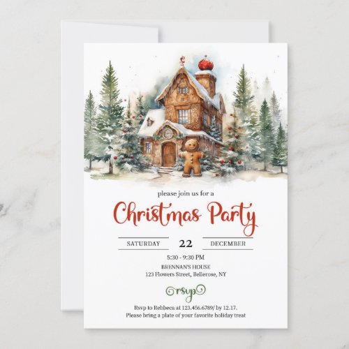 Cute Classic gingerbread house decorating party Invitation