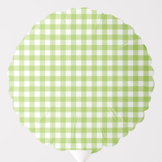 Cute Classic Gingham Check Plaid Pattern Green  Balloon (Front)