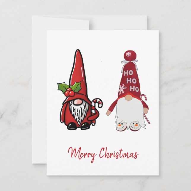 Cute Classic Gnomes  Christmas Holiday Card (Front)