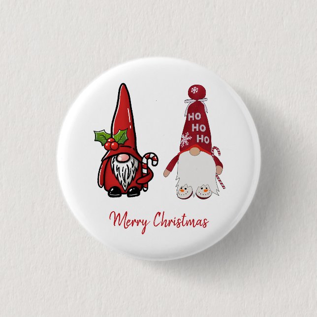 Cute Classic  Gnomes Custom Christmas Button (Front)
