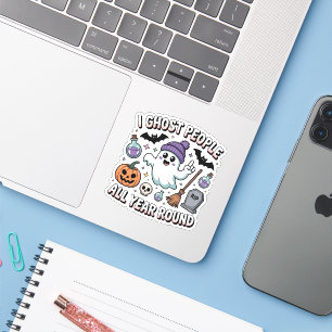 Cute Classic Halloween Funny Ghost Quote Die-Cut Sticker