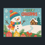 Cute, classic Merry Christmas snowman Holiday Postcard<br><div class="desc">.</div>