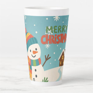 Cute, classic Merry Christmas snowman Latte Mug