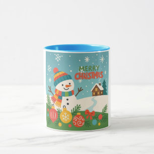 Cute, classic Merry Christmas snowman Mug