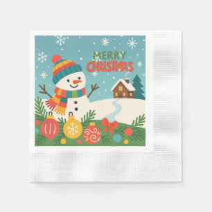 Cute, classic Merry Christmas snowman Napkins
