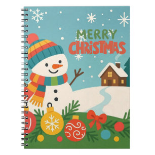Cute, classic Merry Christmas snowman Notebook