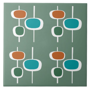 Cute classic pattern beautiful sage green orange ceramic tile