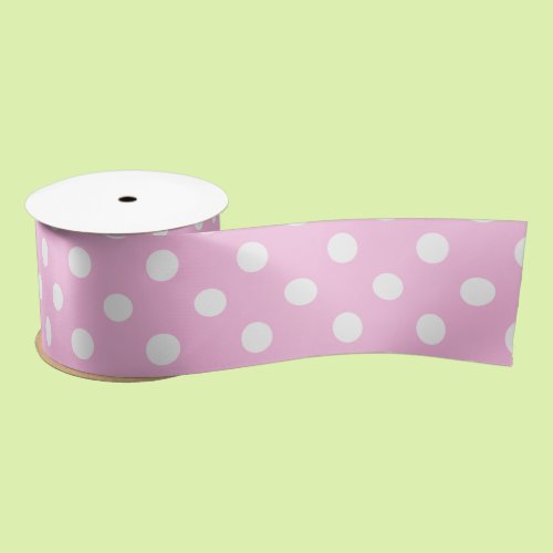 Cute Classic Pink and White Polka Dot Satin Ribbon