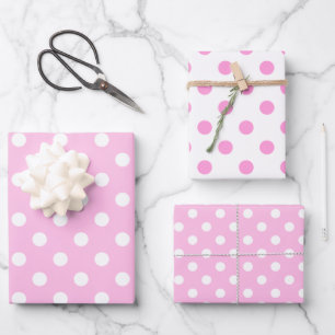 Cute Classic Pink and White Polka Dot Wrapping Paper Sheets