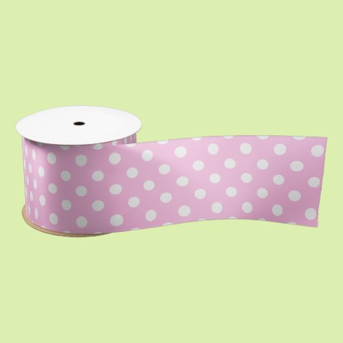 Cute Classic Pink and White Small Polka Dots Satin Ribbon