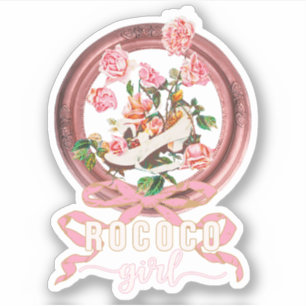 Cute Classic Pink Rococo Girl Roses Bow Shoe Sticker