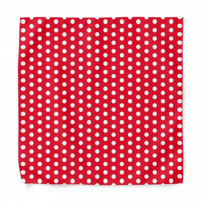 Cute Classic Polka Dot Red and White Pattern Bandana (Front)