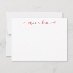 Cute Classic Preppy Modern Girly Maroon Red Script Note Card