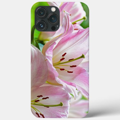 Cute Classic Pretty Pastel Pink White Flowers iPhone 13 Pro Max Case