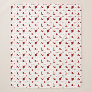 Cute Classic Red Reindeer Christmas Holiday Sherpa Blanket