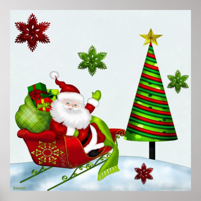 Cute Classic Santa Whimsey Poster (Front)