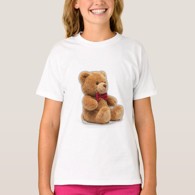 Cute Classic Teddy Bear Art Girls' T-Shirt (Front)