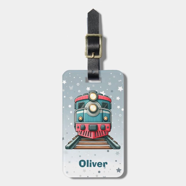 Cute Classic Train Boys' Luggage Tag (Front Vertical)