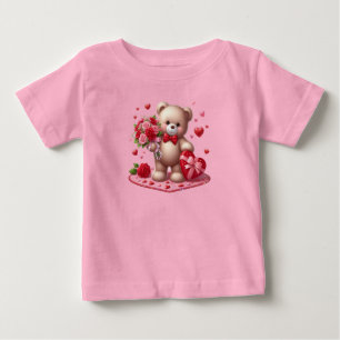 Cute, classic Valentine's day teddy bear Baby T-Shirt