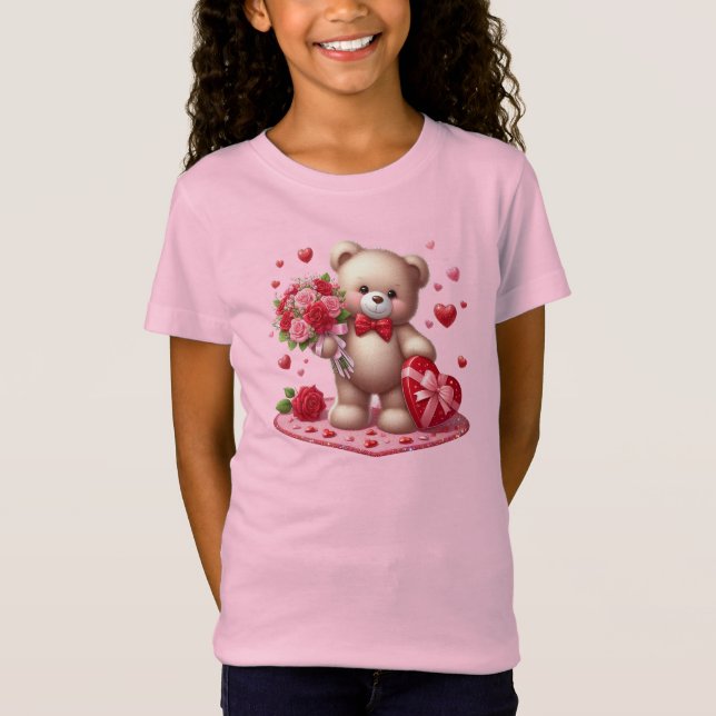 Cute, classic Valentine's day teddy bear T-Shirt (Front)