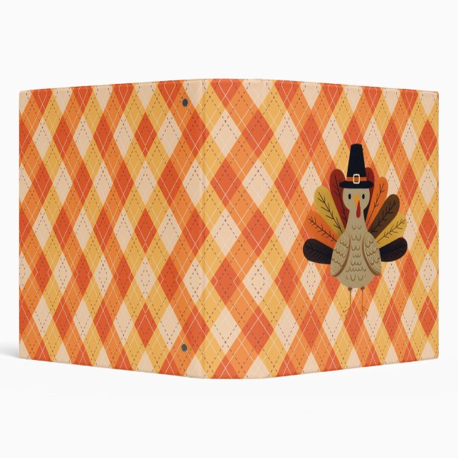Cute, classic/vintage Thanksgiving Turkey 3 Ring Binder (Background)