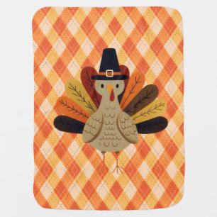 Cute, classic/vintage Thanksgiving Turkey Baby Blanket