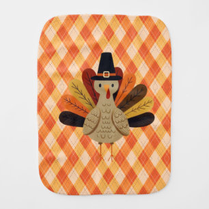 Cute, classic/vintage Thanksgiving Turkey Baby Burp Cloth