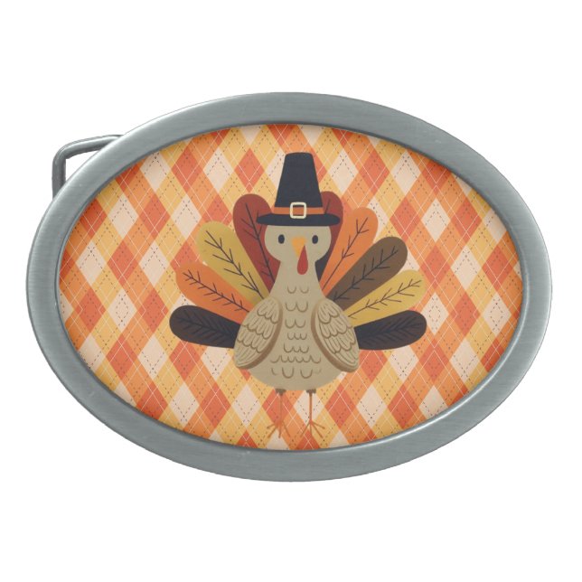 Cute, classic/vintage Thanksgiving Turkey Belt Buckle (Front)