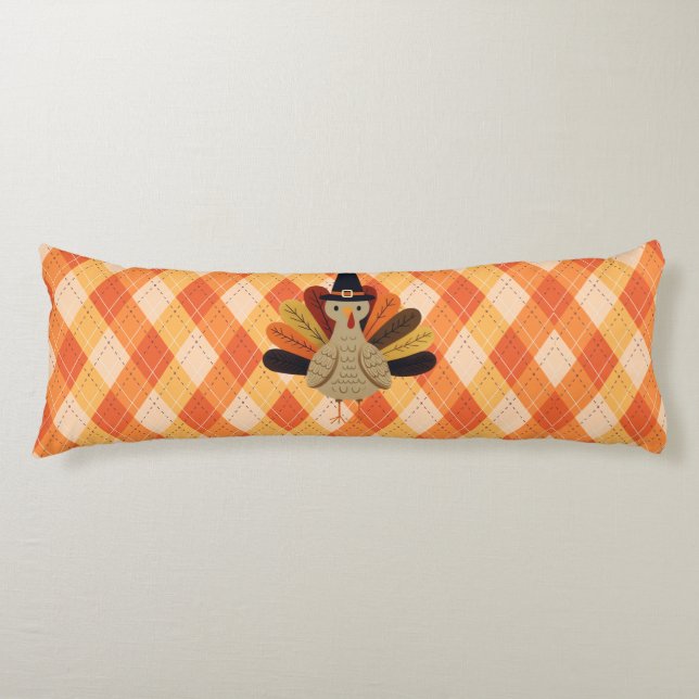 Cute, classic/vintage Thanksgiving Turkey Body Pillow (Front)
