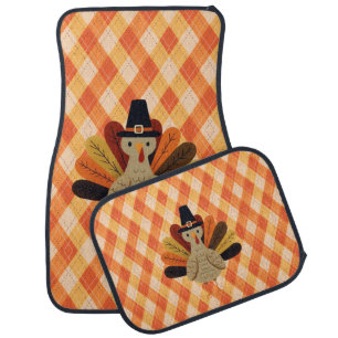 Cute, classic/vintage Thanksgiving Turkey Car Floor Mat