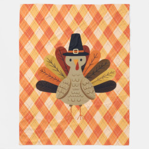 Cute, classic/vintage Thanksgiving Turkey Fleece Blanket