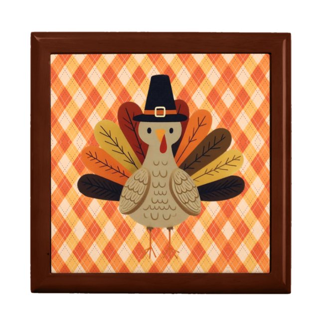 Cute, classic/vintage Thanksgiving Turkey Gift Box (Front)