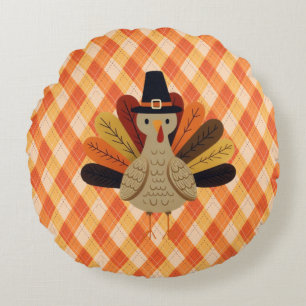 Cute, classic/vintage Thanksgiving Turkey Round Pillow