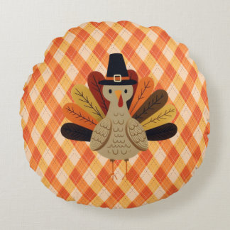 Cute, classic/vintage Thanksgiving Turkey Round Pillow
