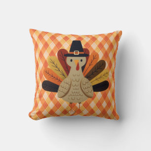 Cute, classic/vintage Thanksgiving Turkey Throw Pillow