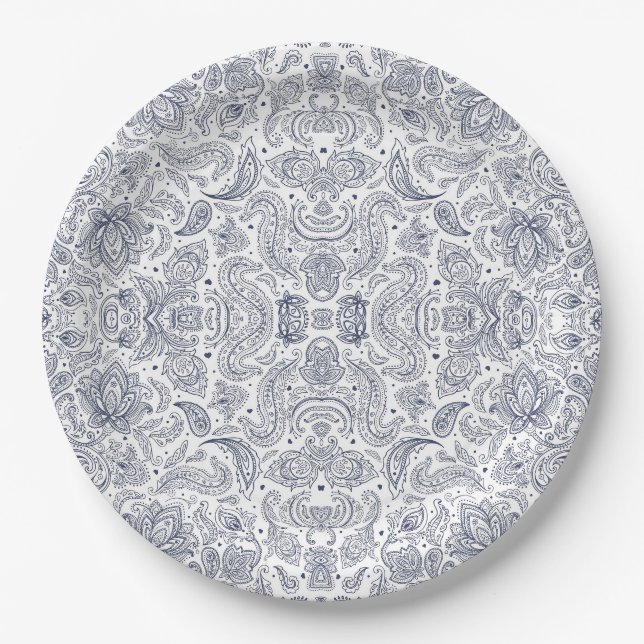 Cute classical flowers patterns paper plates (Front)