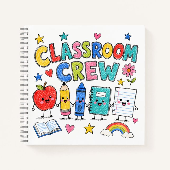 Cute Classroom Crew Teacher Classroom Decor Notebook (Front)