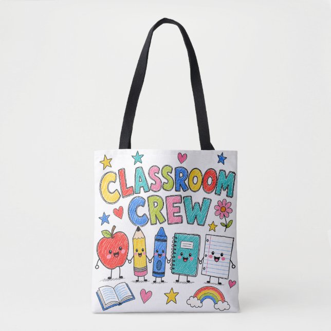 Cute Classroom Crew Teacher Classroom Decor Tote Bag (Front)