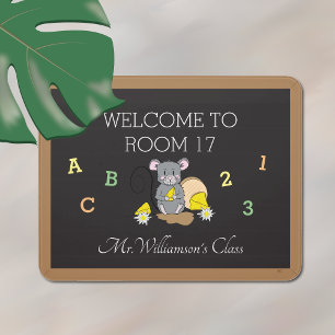 Cute Classroom Door Sign With Cartoon Mouse