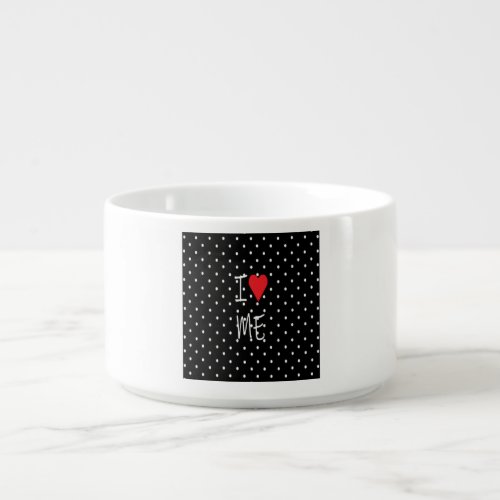 Cute Classy Black White Polka Dot Red Heart Love  Bowl