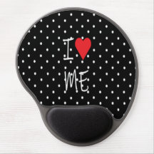 Cute Classy Black White Polka Dot Red Heart Love