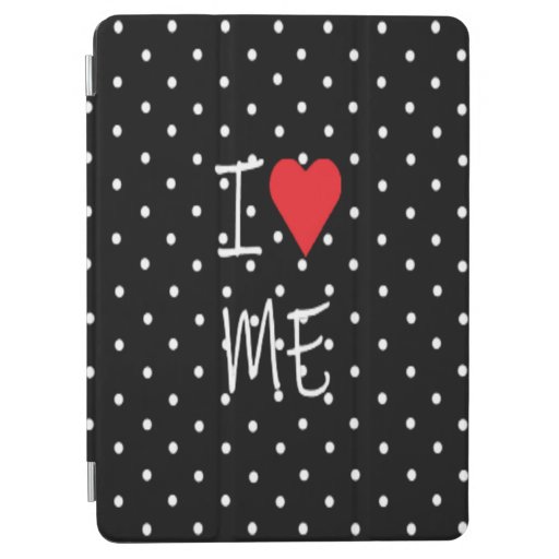 Cute Classy Black White Polka Dot Red Heart Love iPad Air Cover