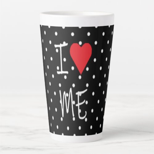 Cute Classy Black White Polka Dot Red Heart Love Latte Mug