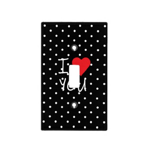 Cute Classy Black White Polka Dot Red Heart Love Light Switch Cover