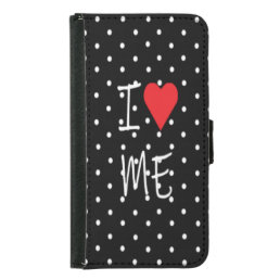 Cute Classy Black White Polka Dot Red Heart Love Samsung Galaxy S5 Wallet Case