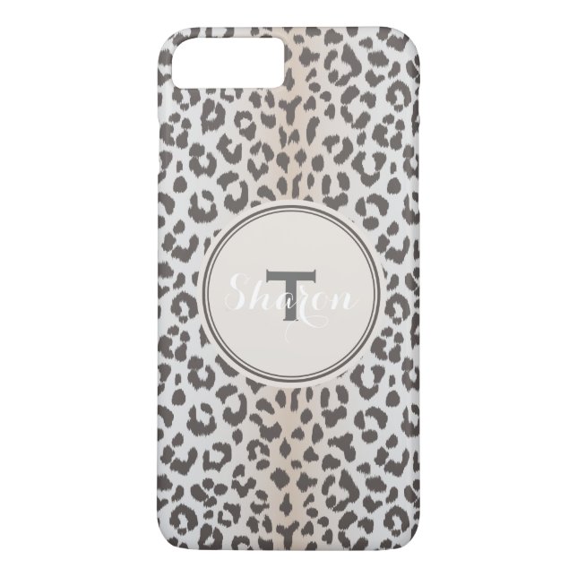 Cute classy brown beige cheetah print monogram Case-Mate iPhone case (Back)