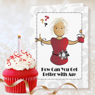 Cute Classy Funny Female Cartoon Ethnic Birthday Card