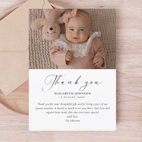 Cute  Classy Script Baby Shower Thank You Photo